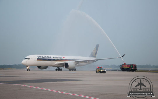 Erstlandung des Singapore Airlines A350-900 in DUS